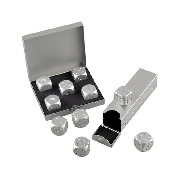 10 Pcs(one piece contain five dice) 16mm High Quality Silver Aluminium Alloy Dominoes Metal Drinking Dice