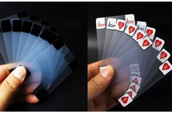 Magic tricks tool 5.7*8.8 cm Plastic Playing Card Creative Transparent Crystal Waterproof PVC Poker cards sets Family fun Game