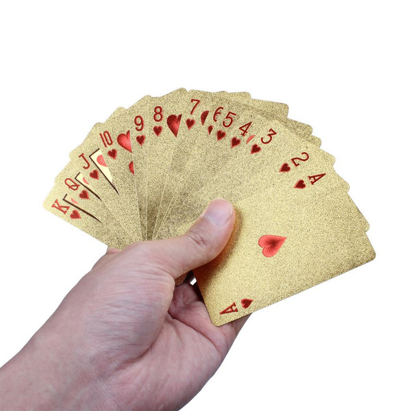 24K Gold Foil Plated Poker Playing Cards Karat Golden Foil Plated Poker Playing Cards Game US Dollor Collection