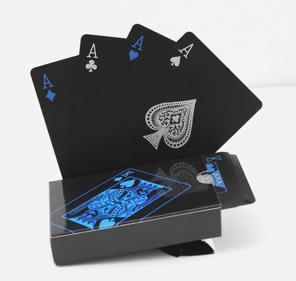 2018 Waterproof PVC Playing Cards Set Pure Color Black Poker Card Classic Magic Tricks Tool Yacht game party toy,54pcs/Deck