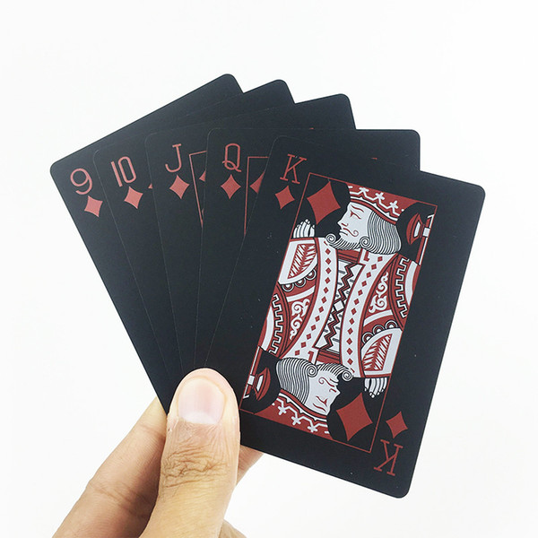 60PCS Black Red Texas Holdem Classic Advertising Poker Waterproof PVC Grind Durable Board Role Playing Games Magic Card