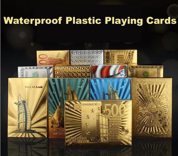 Poker Card Gold foil plated Playing Cards Plastic Poker Waterproof Golden Poker Cards Dubai 24K Plated Table Games