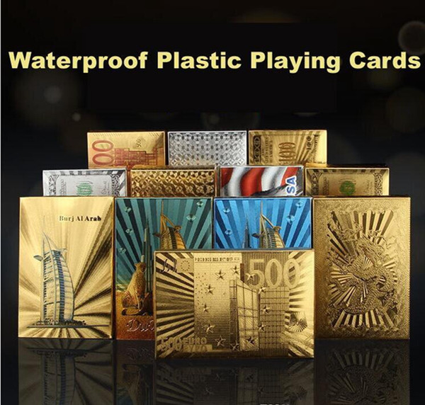 Poker Card Gold foil plated Playing Cards Plastic Poker Waterproof Golden Poker Cards Dubai 24K Plated Table Games