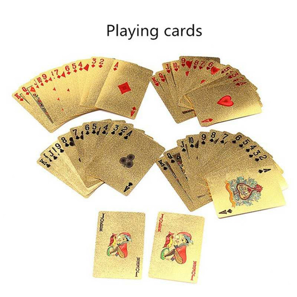 Hot 3 Designs Gold Foil Plated Playing Cards Plastic Poker US dollar / Euro Style / General Style Family Poker Cards