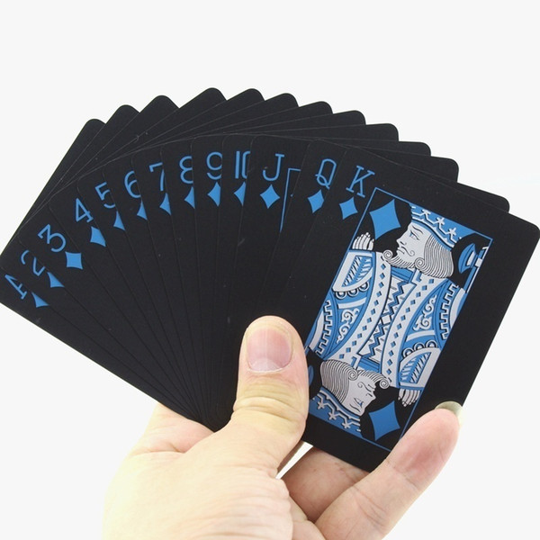 Black Matte Plastic Poker Cards Waterproof PET Waterproof Playing Cards for Table Games (Size: M, Color: Black)