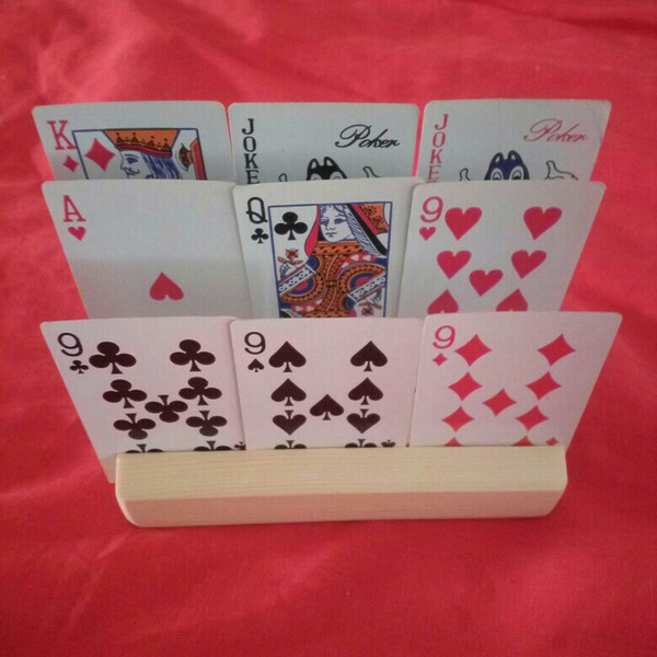 Wooden Playing Card Holder for Bridge Poker 4 slots