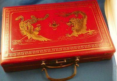 Chinese Mahjong Set Leather Case 144 the Tiles with box