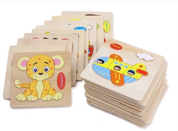 Baby 3D Wooden Puzzles Educational Toys For Child Building Blocks Wood Toy Jigsaw Craft Animals Free Shipping