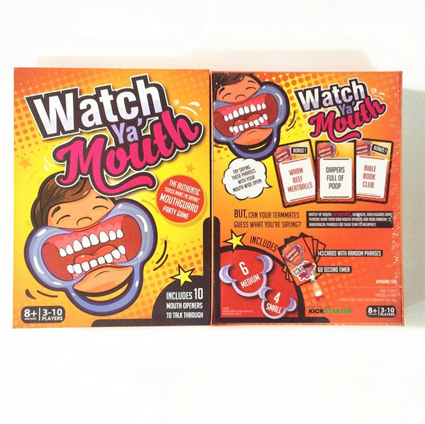 Christmas Celebration Party Game Board Game Watch Ya Mouth Game 200cards 10 mouthopeners Family Edition Hilarious Mouth Guard