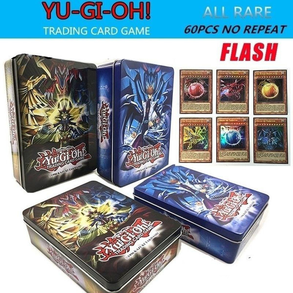 Yugioh Flash Cards Metal Box Packing English Version All Rare 60 Pcs The Strongest Damage Board Game Collection Cards Toy