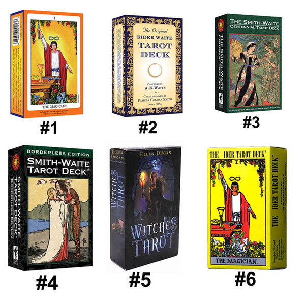 6 Styles Tarots Witch Rider Smith Waite Magician Tarot Deck Board Game Cards with Colorful Box English Version