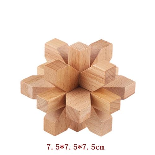 FlyingTown 6 pcs/set New Design IQ Brain Teaser Kong Ming Lock 3D Wooden Interlocking Burr Puzzles Game Toy For Adults Kids