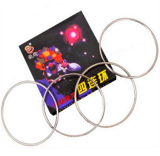 Factory price Chinese Linking Rings 4 Rings Metal Magic Props Tricks China with Instructions Party/Festival show as gift with instruction