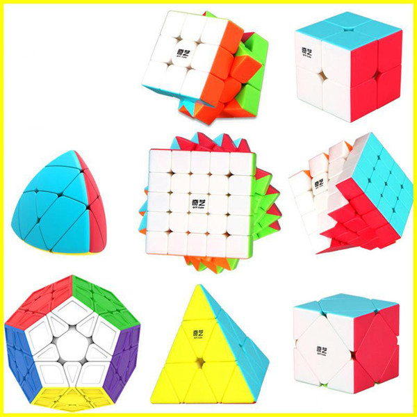 QIYI Speed puzzle Cube 2x2 3x3 4x4 Pyraminx Megaminx Skewb Carbon Fiber Sticker Magic Cube Puzzle Toy for Kids toys Intelligence Development