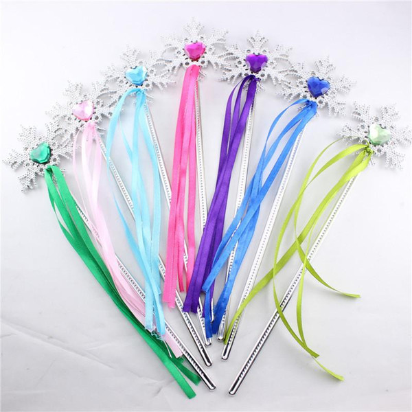 Hot sale Girls Toys & Gifts Cartoon plastic Ornament Children Party Accessories Ribbon Magic Wand Snowflake sticks free shipping