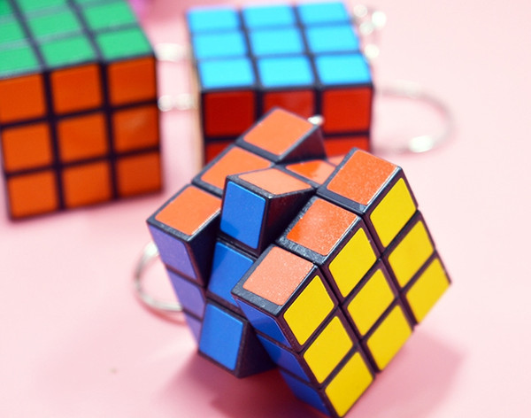 Hot Sale Fashion Cool Mini Toy Key Ring Magic Cube Game Puzzle Key Chain Carrying 3cm 