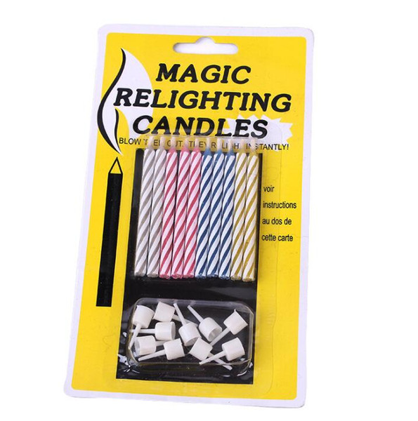 10Pcs/set Magic Trick Relighting Candles Birthday Cake Party Blowing Candle Immortal Magic toys YH1516