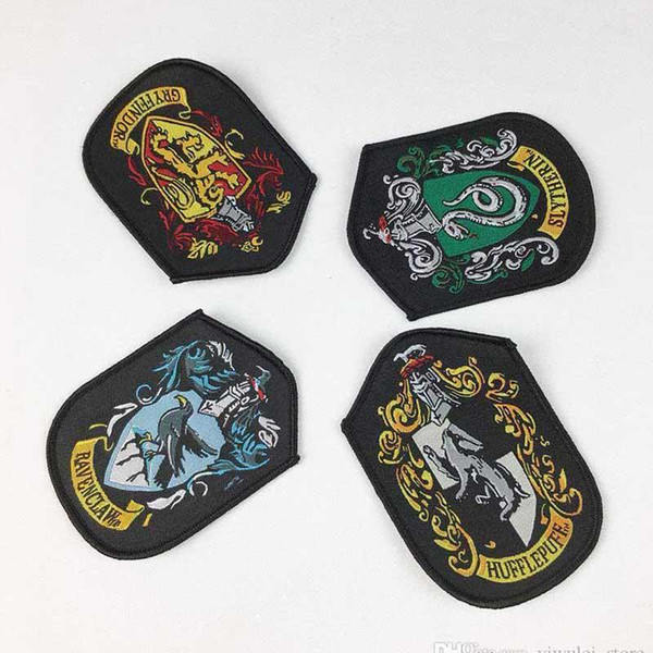 4 styles COSPLAY shcool patches sew-on Gryffindor Slytherin Ravenclaw Hufflepuff patches Embroide for coat jacket