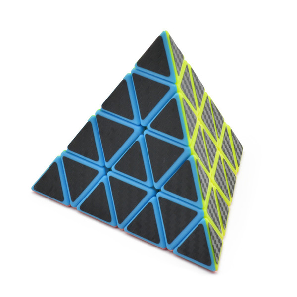 Carbon Fiber Sticker Triangle 4x4x4 Pyramid Magic Cube Speed Puzzle Cube Educational Fidget Magico Cubo Toys Gifts