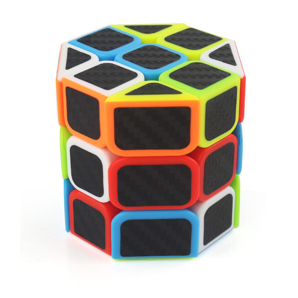 Octagonal Cylindrical Carbon Fiber Rubik Cube Speed Magic Cubes Puzzle Game Educational Toys for Children Kids Carbon Fiber Sticker