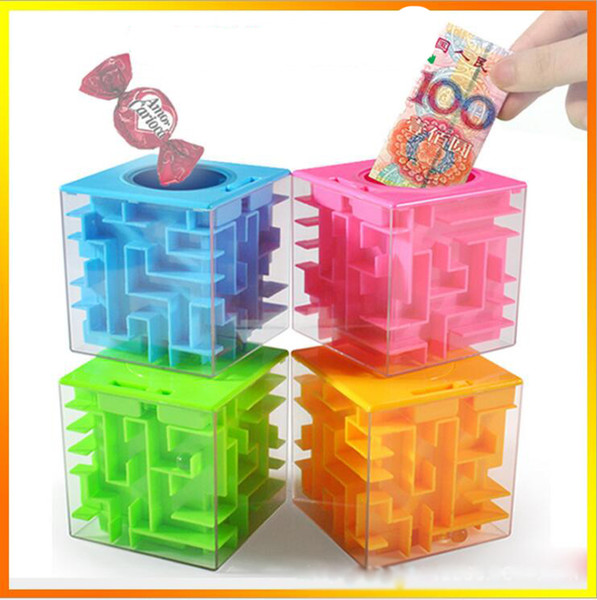 Money Box Plastic Cubic Money Maze Bank Saving Coin Collection Case Cool Maze Design Money Bank Special Gift Box Magic Cube