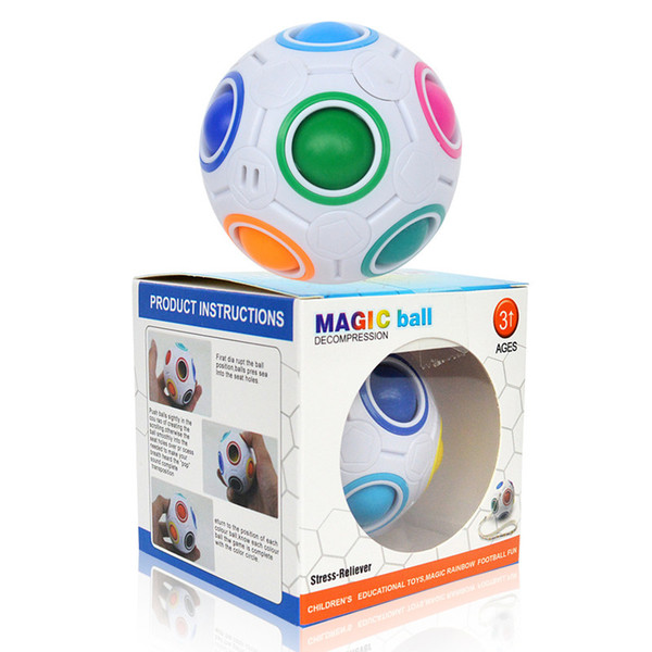 7cm Magic Cube Magic Ball Rainbow Ball Cube Decompression Toy Football Magic Cube With Retail Box