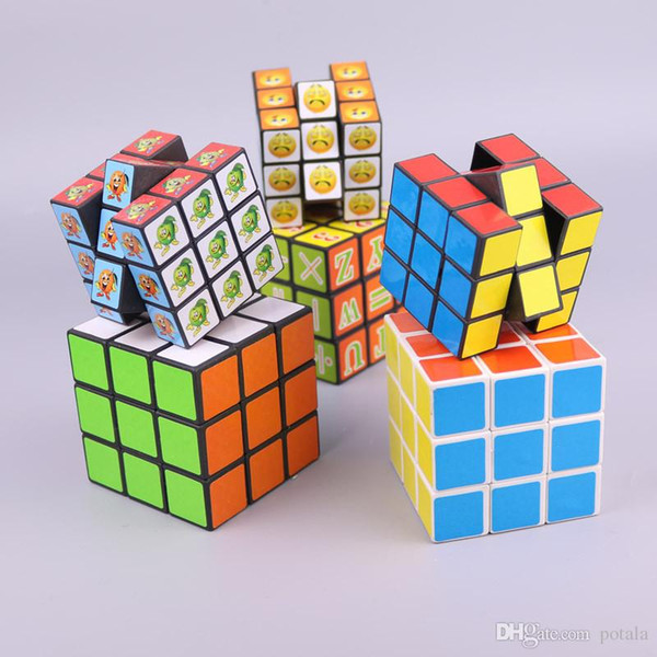 Magic Cube 3x3x3 Rubick Cube 3layer 57mm Emoji Letters alphabet Numbers Puzzle Magico Cubo Black Stickerless Gifts Box Educational Toy