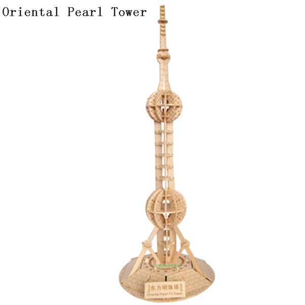 The Oriental Pearl Tower model Kids toys 3D Puzzle wooden toys Wooden Puzzle Educational toys for Children Christmas Gift