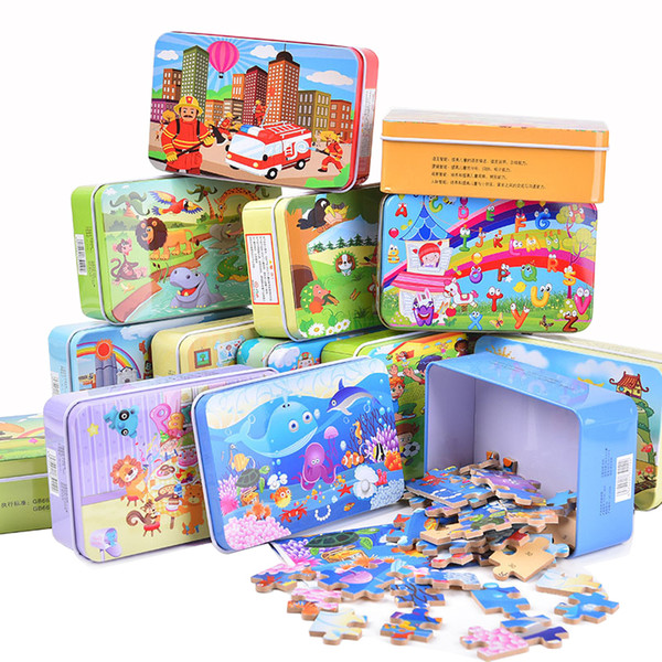 10pcs/lot New 60 Pieces Wooden Puzzle Kids Toy Cartoon Animal Wood Jigsaw Puzzles Children Early Educational Toys for Christmas Gift QM-e910