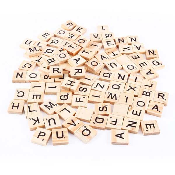 100pcs/set Wooden Alphabet Scrabble Tiles Black Letters & Numbers For Crafts Wood