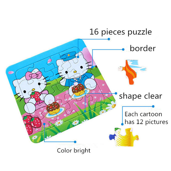 Hot Sale 16 Slice Small Piece Puzzle Toy Children Animals and Vehicle Wooden Puzzle Jigsaw Baby Educational Toys for Kids Gift