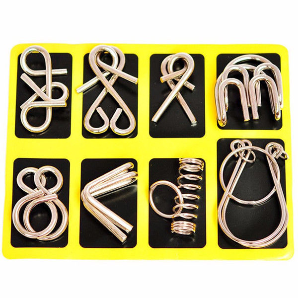 3D Interlocking Metal Puzzle IQ Wire Brain Teaser Game for Children Adults Kids 8pcs/set