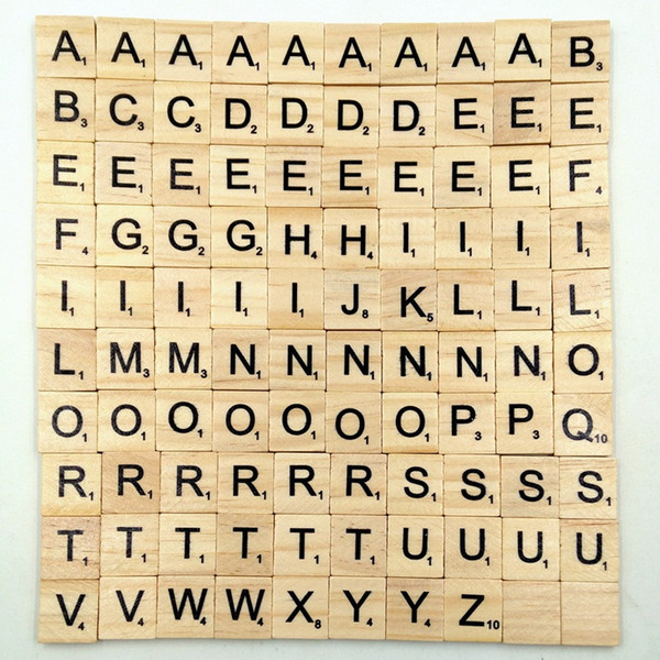 100pcs/set Wooden Alphabet Scrabble Tiles Black Letters & Numbers For Crafts Wood OTH549