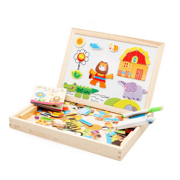 1Pcs Kids Toys Magnetic Puzzles for Children Girls Boys Learning Education Wooden Toys 3d Puzzle Animals Drawing Board As Gifts