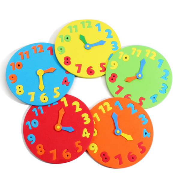 Wholesale- 2Pcs/Lot EVA Foam number clock puzzle toys assembled DIY creative educational toys for children baby 1-7 years 2017