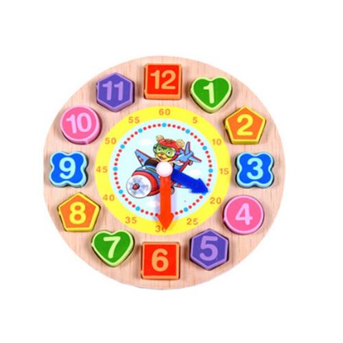 Cartoon Wooden Math Toys Colorful Puzzle Digital Geometry Clock Baby Educational Wooden Clock beads string of beads toys