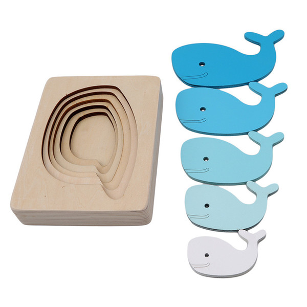 2019 Hot Wooden Toys For Children Animal Carton 3D Puzzle Multi-layer Jigsaw Puzzle Early Educational Gift For Baby Toys