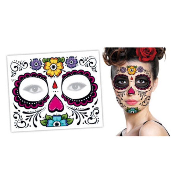 High Quality Christmas party Facial day of the dead faced tattoo Halloween and masquerade ball must, pretty tattoo sticker by dhl