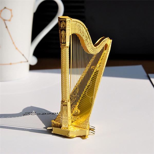 Picecool 3D Metal Puzzle Toy Assembly Harp Model Musical instrument Models Home Decoration Valentine's Day Girls Gift Kids Toys