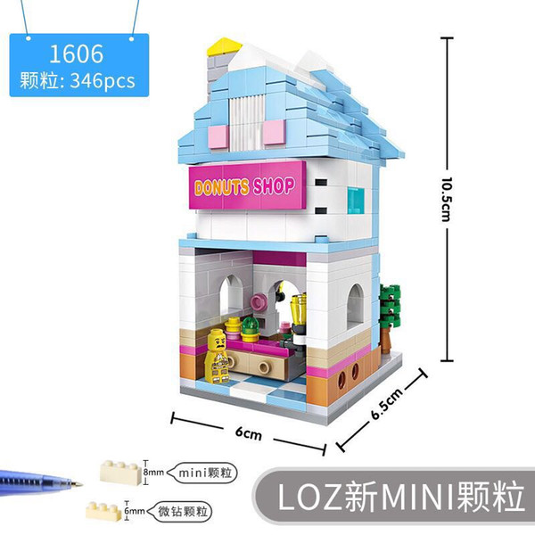 Kids Toys LOZ Small Particles Building Blocks Spelling Toys 1601-1644 Mini Street Scene Toy for Children