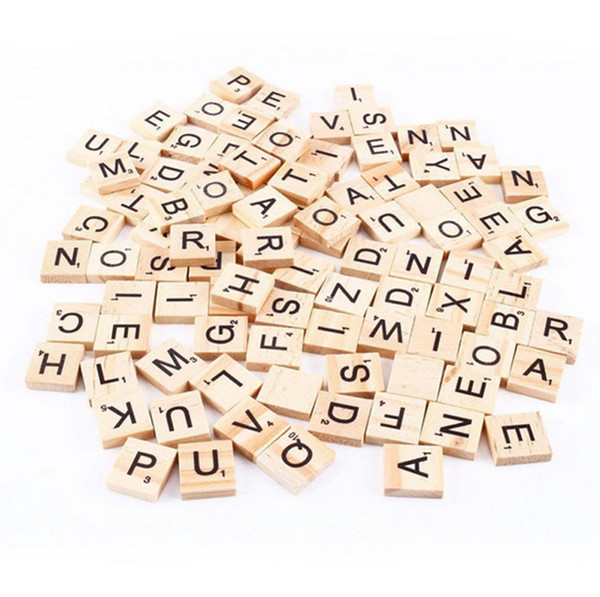 100pcs/set Wooden Alphabet Scrabble Tiles Black Letters & Numbers For Crafts Wood C3125