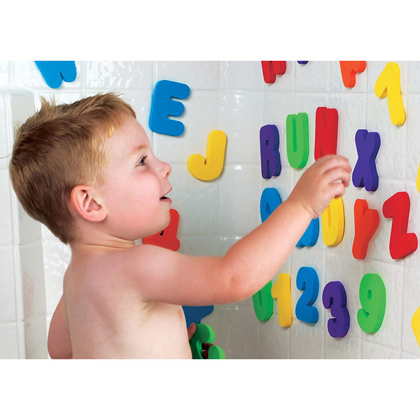 Wholesale-36 Pieces DIY Numbers Alphabet Letters Baby Shower Bath Water Toy Early Education Puzzle Toys EVA Fancy Toy Dabbling Toy