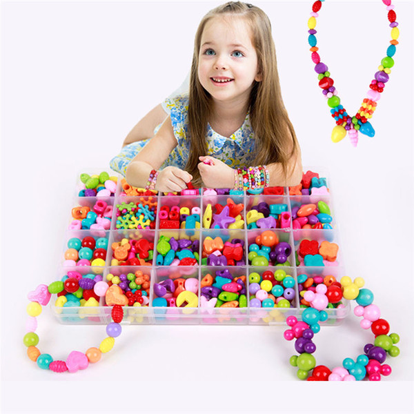 Wholesale- Amblyopia Candy Color DIY Bracelet Wear Beads Kids Toys for Children Geometric Personalized Jigsaw Puzzle Educational Toy