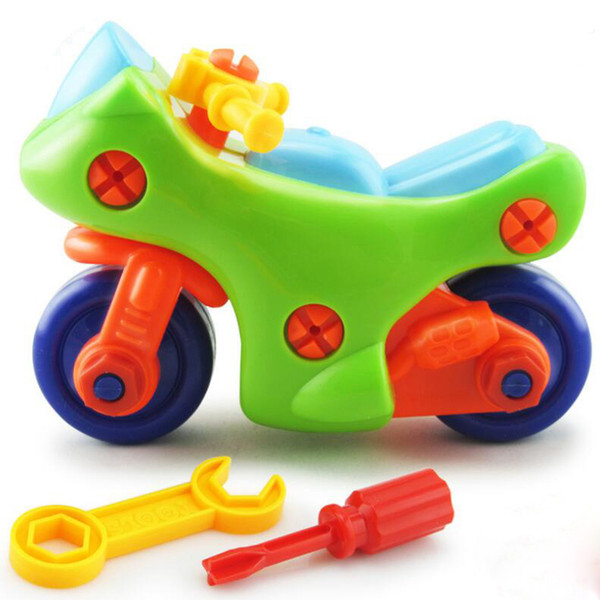 Early Learning Education DIY Screw Nut Group Installed Plastic 3d Puzzle Disassembly Motorcycle Kids Toys for Children Jigsaw Free Shipping