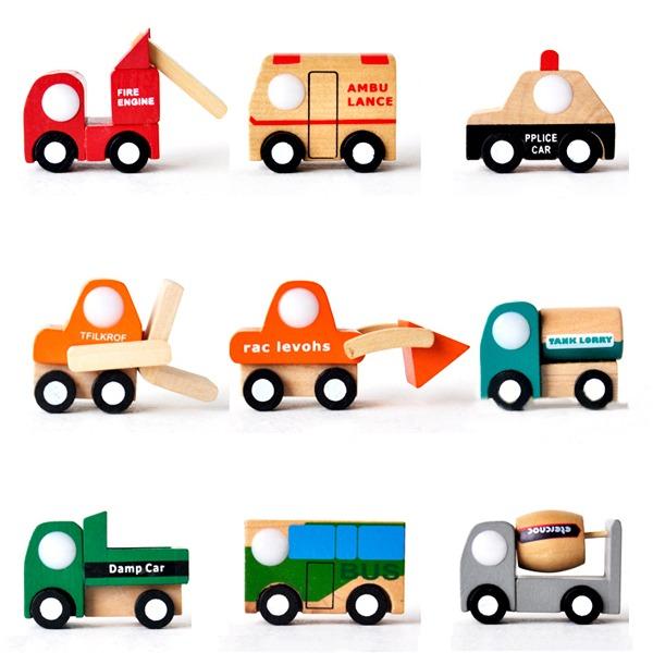 Wholesale-1PC Funny Children Kid Baby Gift Educational Mini Car Vehicle Wooden Toy 12Types 2016 NEW ARRIVE