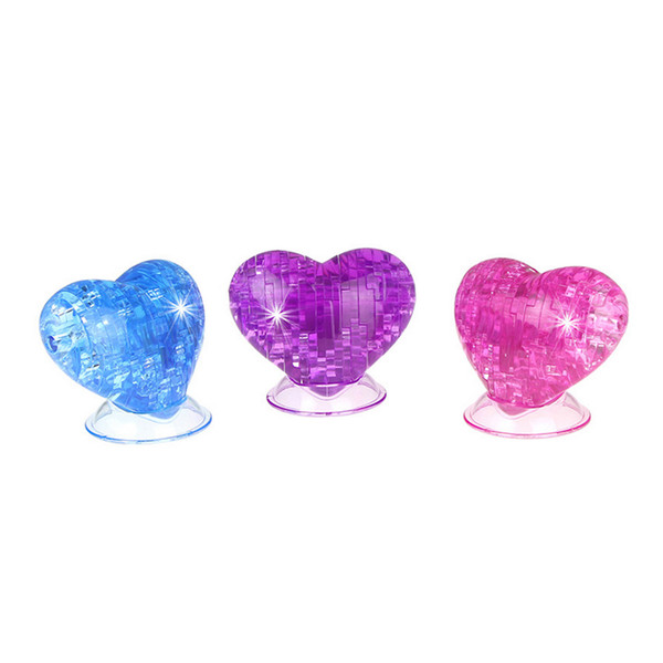 Wholesale-Coolplay 3D Crystal Puzzle Love Shaped Model Puzzle Kids Toys DIY Building for Children Puzzles Educational Toys