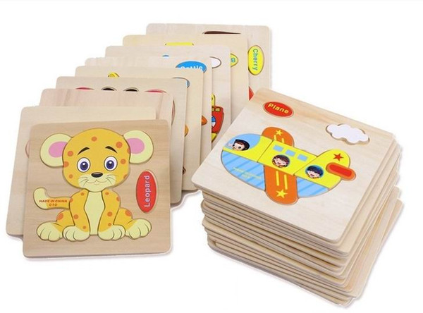 Baby Learning 3D Wooden Puzzles Educational Toys For Child Wood Jigsaw Puzzle Craft Animals 