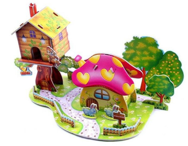 3D puzzle / paper children's educational toys / hand-assembled DIY model castle(12 models available) 1 pcs