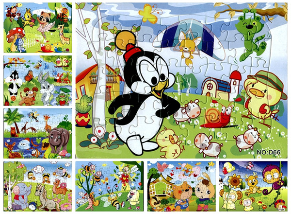 48pcs Different Puzzle 21*28CM Paper 2D Puzzle Cartoon Animal Penguin Rabbit Puzzle Toy for Kids Gift