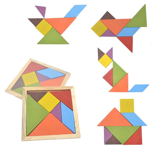 Wooden Colorful Tangram intelligence Jigsaw Puzzle Game Alphabet Numbers Early Learning Educational Toys for Children Gifts